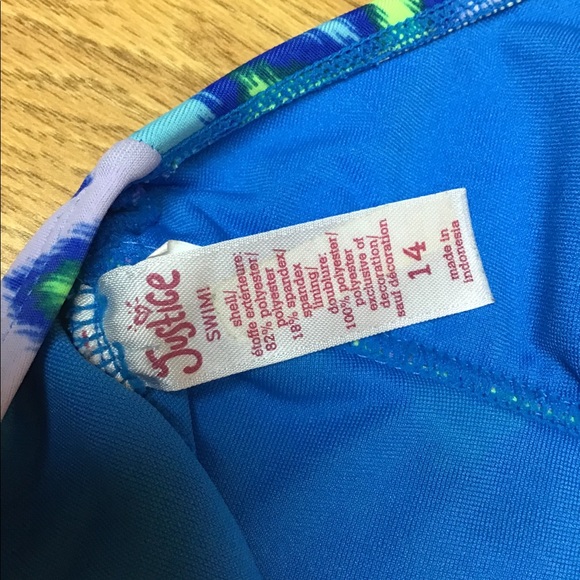 Justice two piece tankini blue neon yellow (14) 💜 - Picture 4 of 8